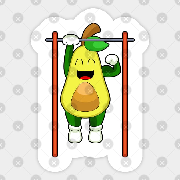 Avocado Bodybuilder Pull ups Fitness Sticker by Markus Schnabel